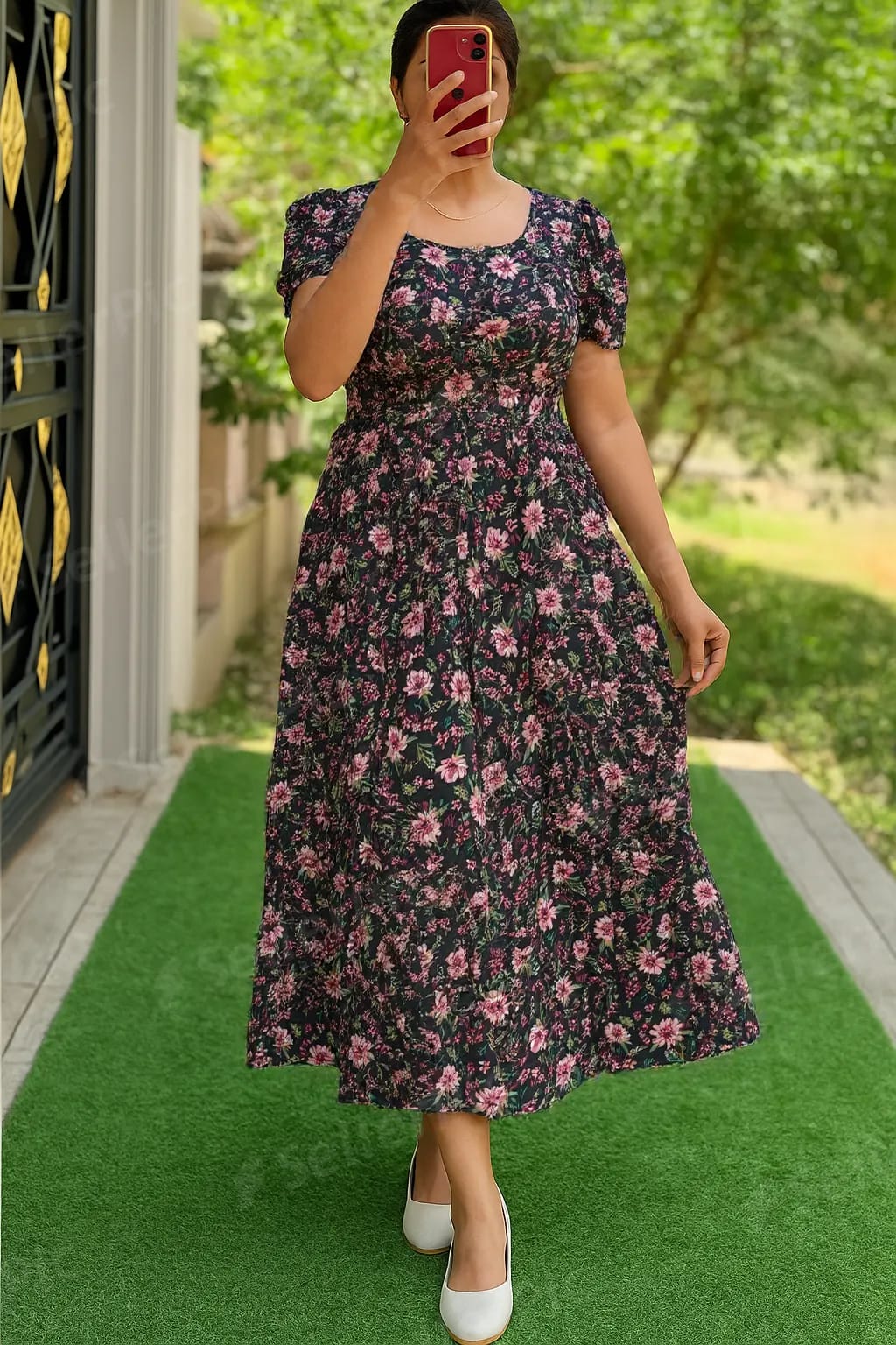 Floral Cotton Feeding Maxi – Elegant & Comfortable