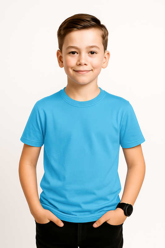 Boys Half Sleeve T-shirt – Cool Blue | 190 GSM