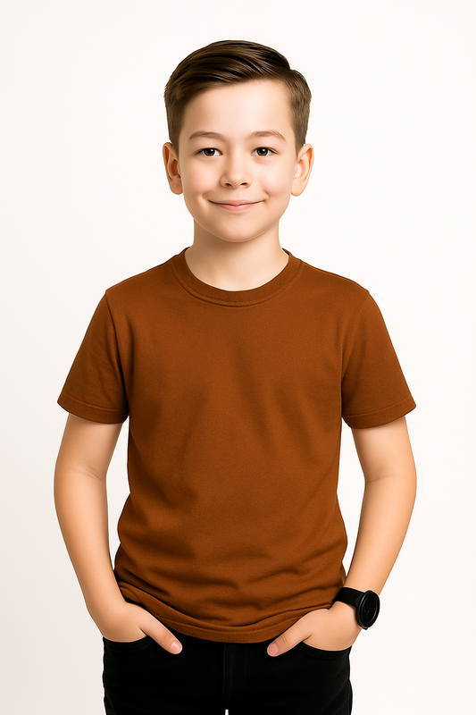Boys Half Sleeve T-shirt – Coffee Brown | 190 GSM