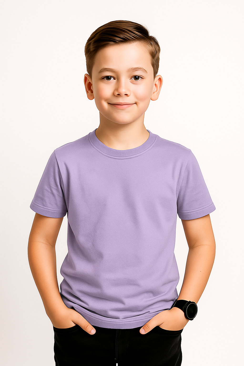 Boys Half Sleeve T-shirt – Lavender | 190 GSM