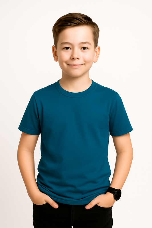 Boys Half Sleeve T-shirt – Midnight Green | 190 GSM