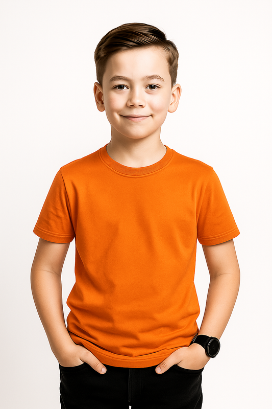 Boys Half Sleeve T-shirt – Orange | 190 GSM