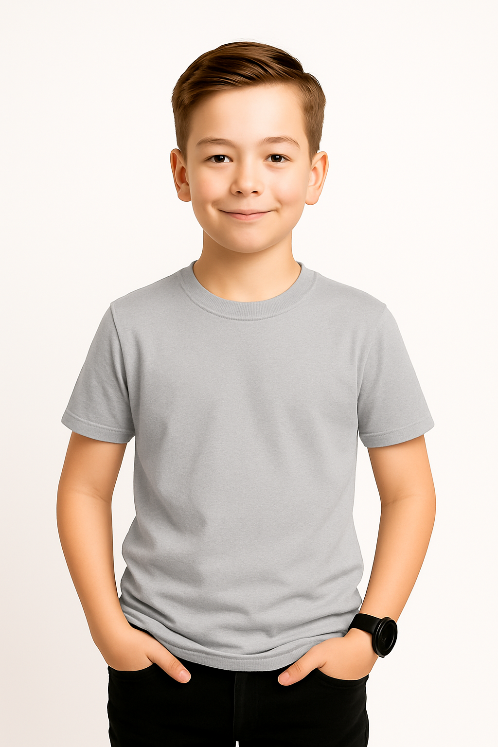 Boys Half Sleeve T-shirt – Steel Gray | 190 GSM