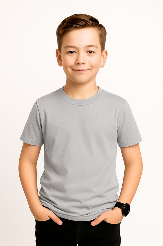 Boys Half Sleeve T-shirt – Steel Gray | 190 GSM