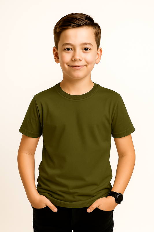 Boys Half Sleeve T-shirt – Old Olive | 190 GSM