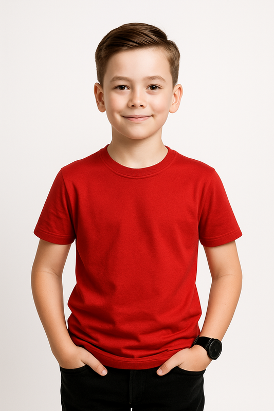 Boys Half Sleeve T-shirt – Red | 190 GSM