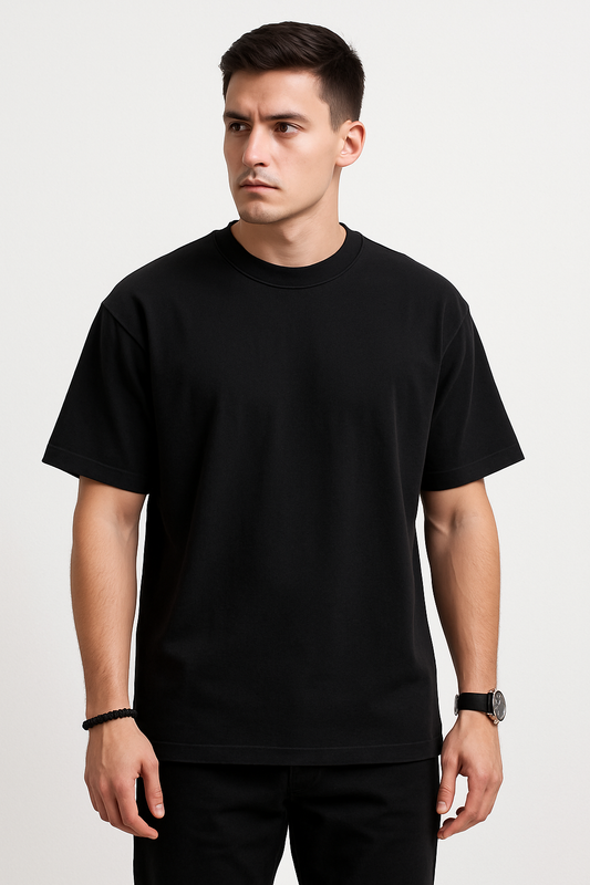 Black French Terry T-shirt – 270 GSM