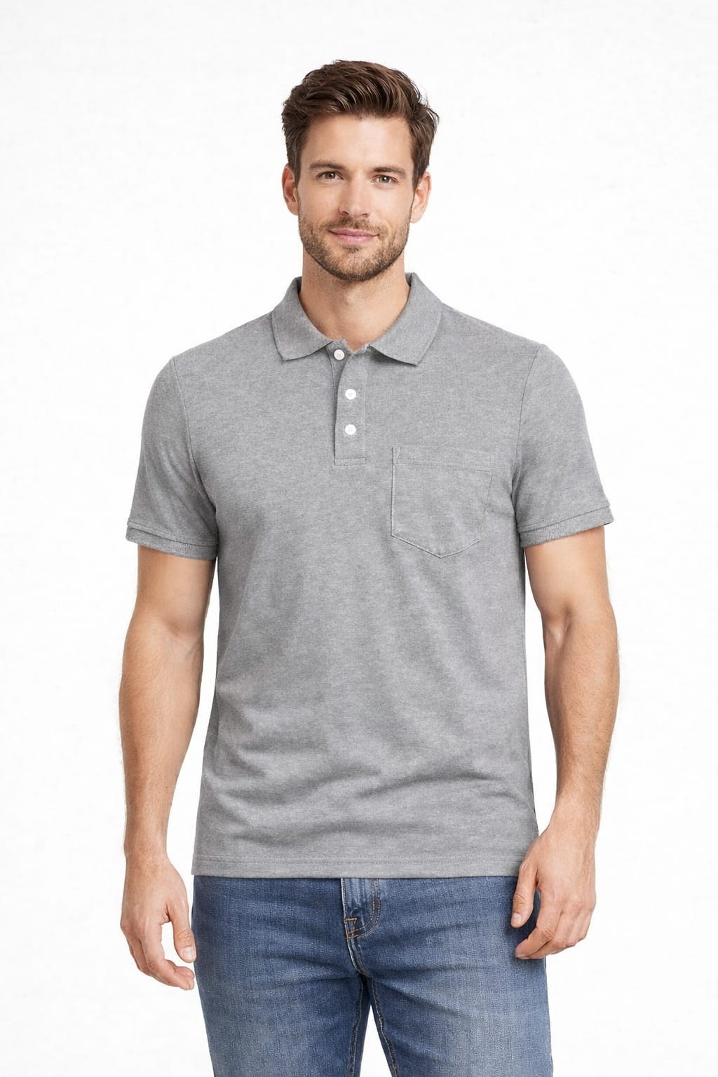 Men’s Classic Grey Polo T-Shirt | Premium Cotton | Slim Fit Casual Wear