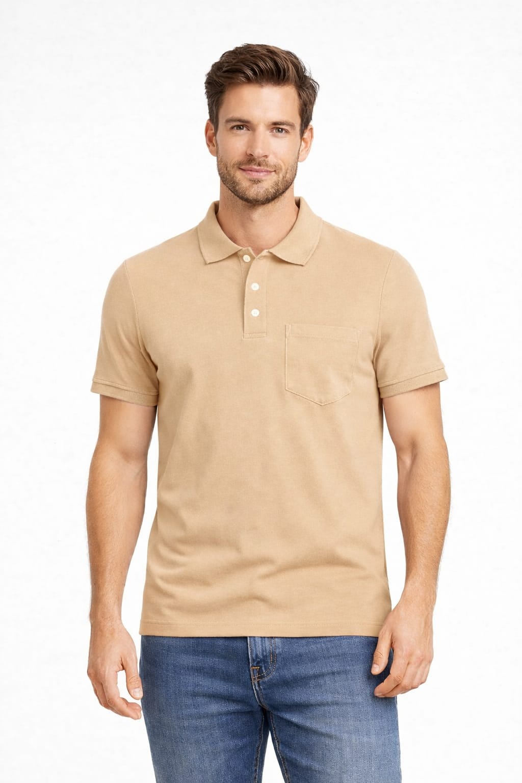Men’s Classic Beige Polo T-Shirt | Premium Cotton | Slim Fit Casual Wear
