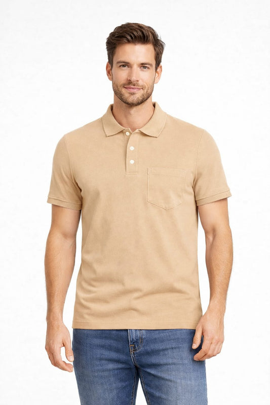 Men’s Classic Beige Polo T-Shirt | Premium Cotton | Slim Fit Casual Wear