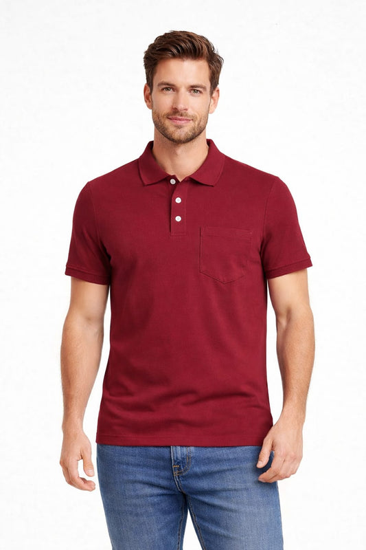 Men’s Classic Maroon Polo T-Shirt | Premium Cotton | Slim Fit Casual Wear